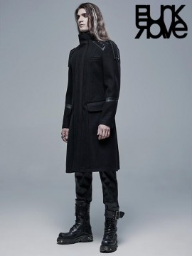 Mens Simple Goth Military Style Coat 