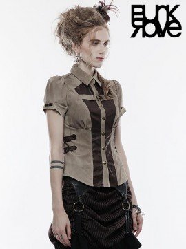 Steampunk Cracked Leather Shirt - Coffee