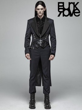 Mens Gothic Gentlemen's Mid-Length Split Tail Tuxedo Jacket