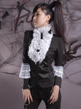 Gothic Lolita Ruffled Fan Flower Long Sleeve Blouse