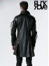 Mens Gothic Fake Two Piece Leather Coat - Black