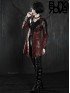 Gothic Fake Two Piece Leather Coat - Red