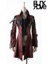 Gothic Fake Two Piece Leather Coat - Red