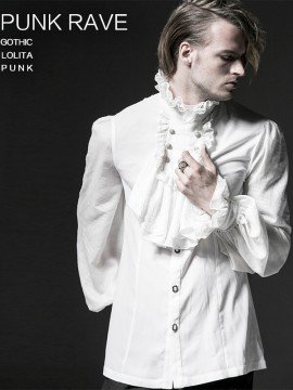 Mens Gothic Long Sleeve Shirt - White