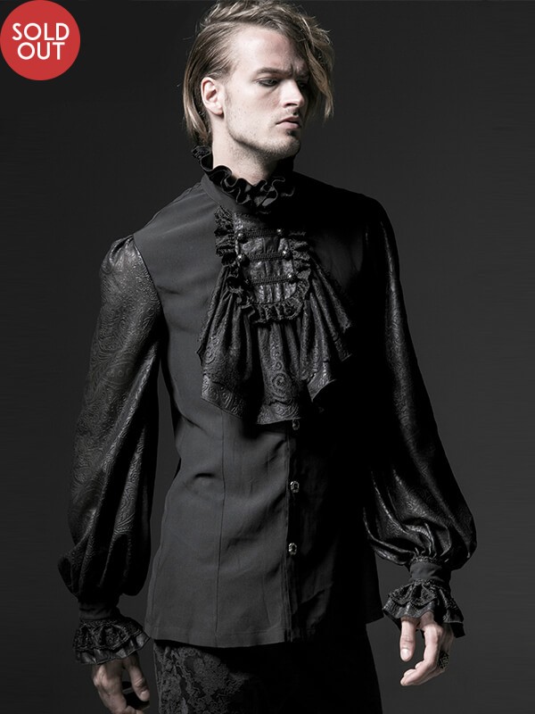 Mens Gothic Long Sleeve Shirt - Black