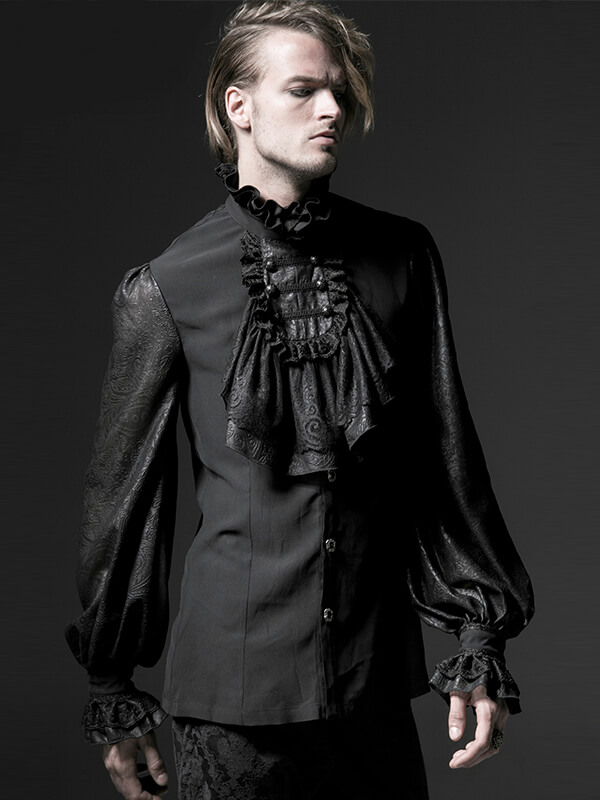 Mens Gothic Long Sleeve Shirt - Black