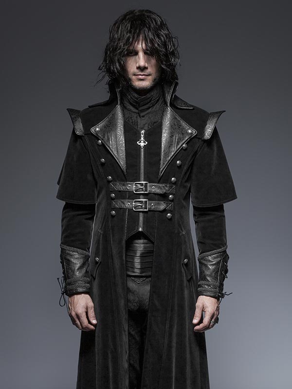 Mens Gothic Pirate Cloak Style Long Coat