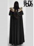 Gothic Wool Trim Long Cloak - Black